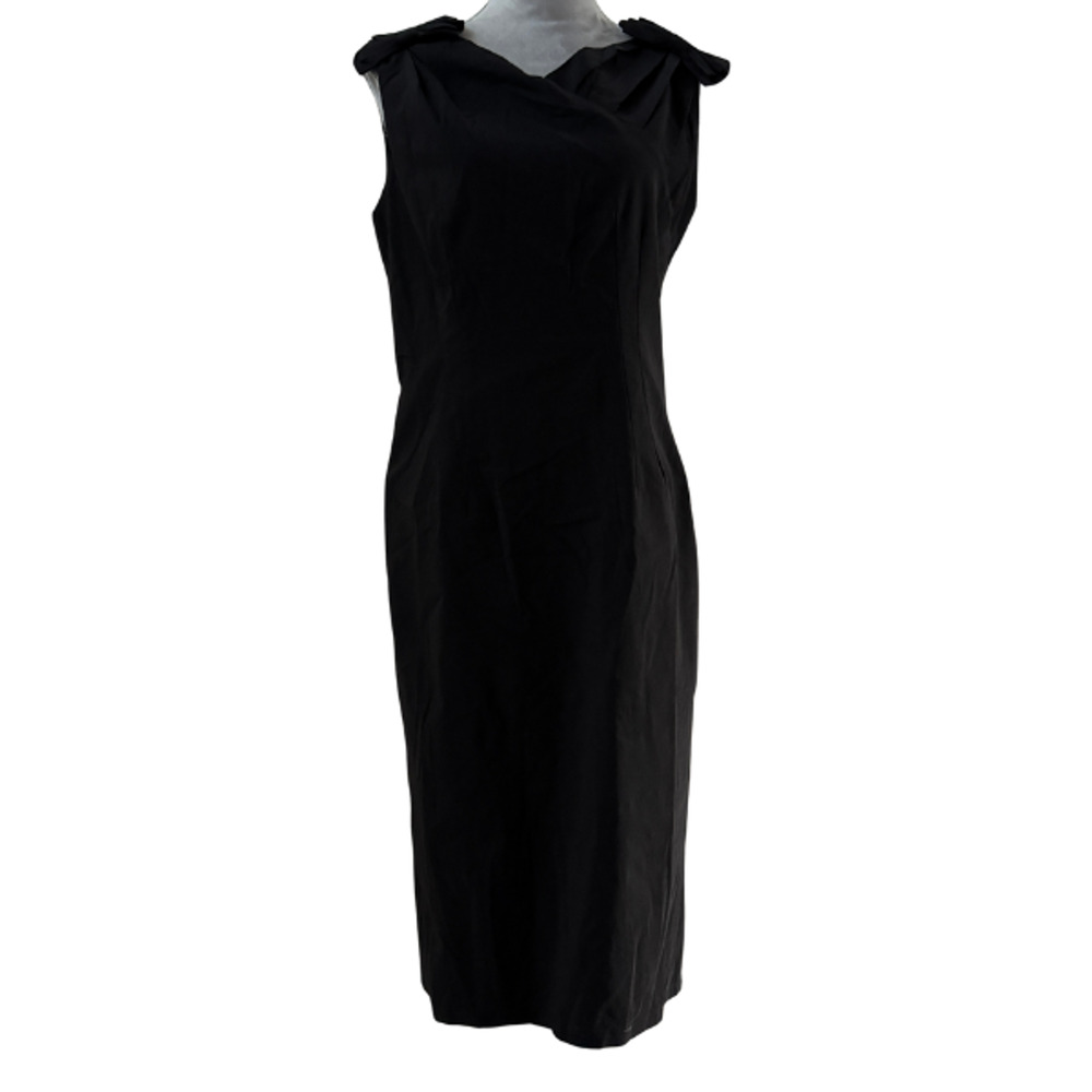 Tatyana Alice Retro Black Pinup Wiggle Pencil Stretch Dress Bows XL NWT - Picture 3 of 12